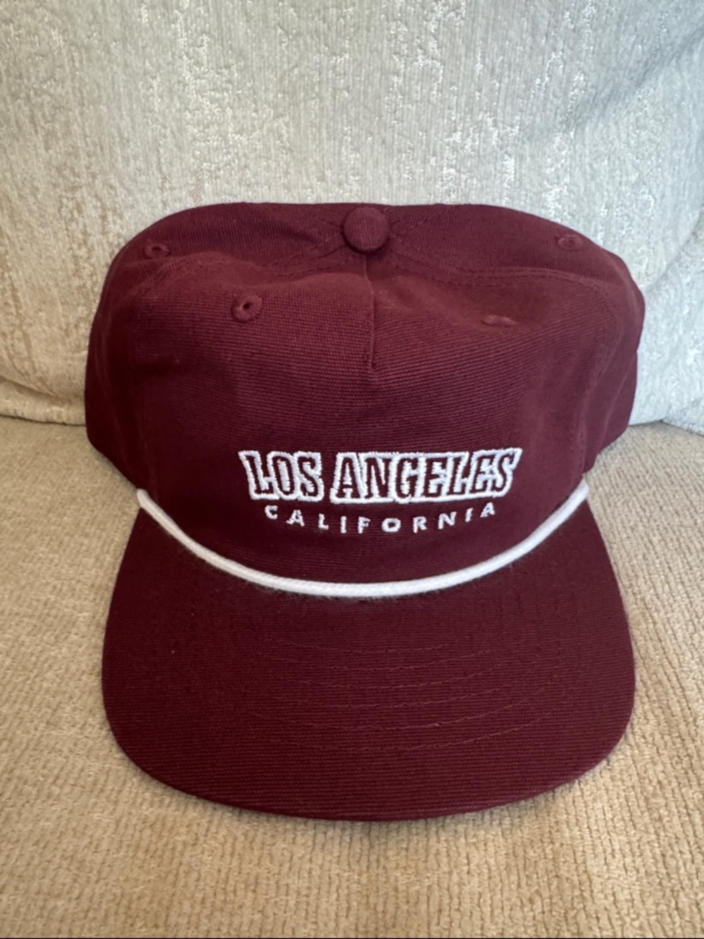 Los Angeles California Embroidered Rope Baseball Cap - Maroon